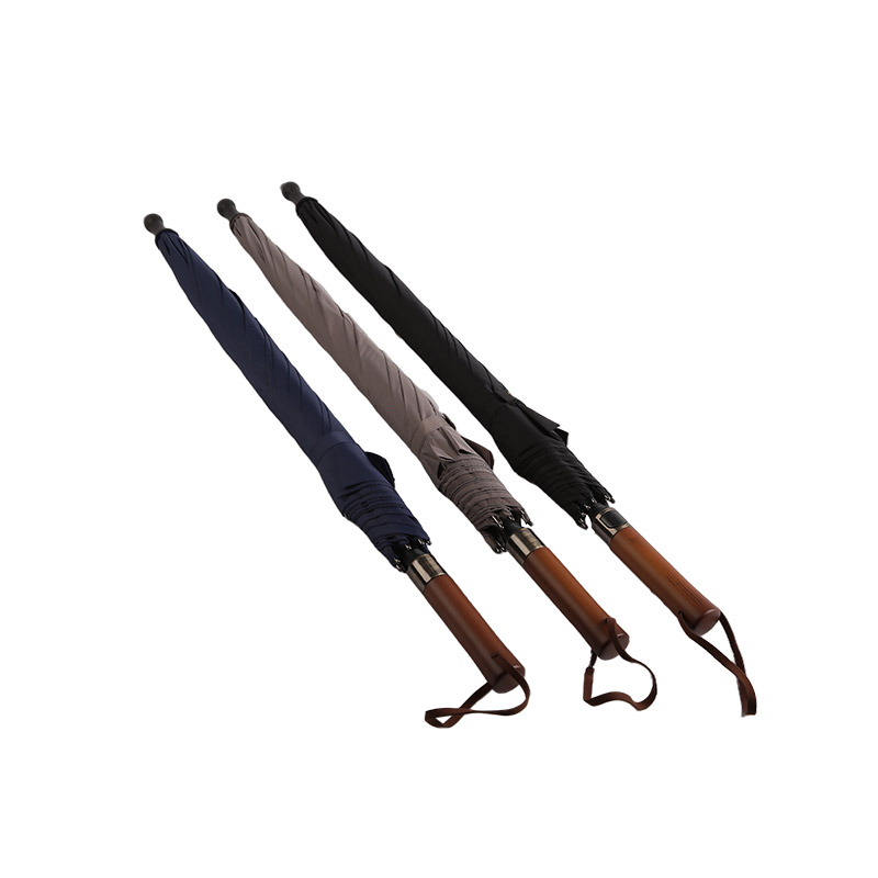 Ombrello dritto Pongee nero di fascia alta-0E6B0213