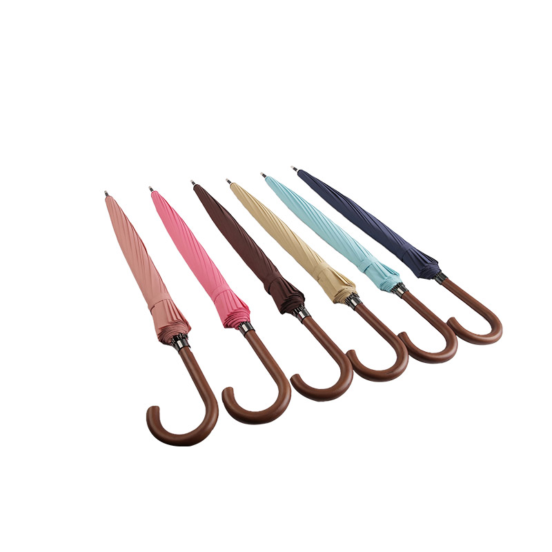 Dome Pure Manuale Manico in legno Pongee Ombrello dritto-0E6B0247