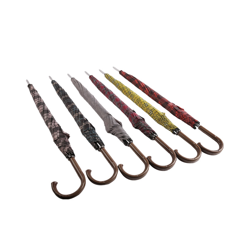 Red Plaid Student Spirit Ombrello dritto in poliestere-0E6B0329