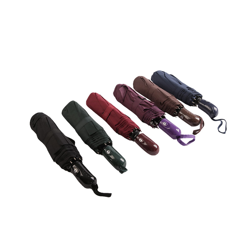 Colore scuro Pongee antipioggia Ombrello triplo-0E6B0491