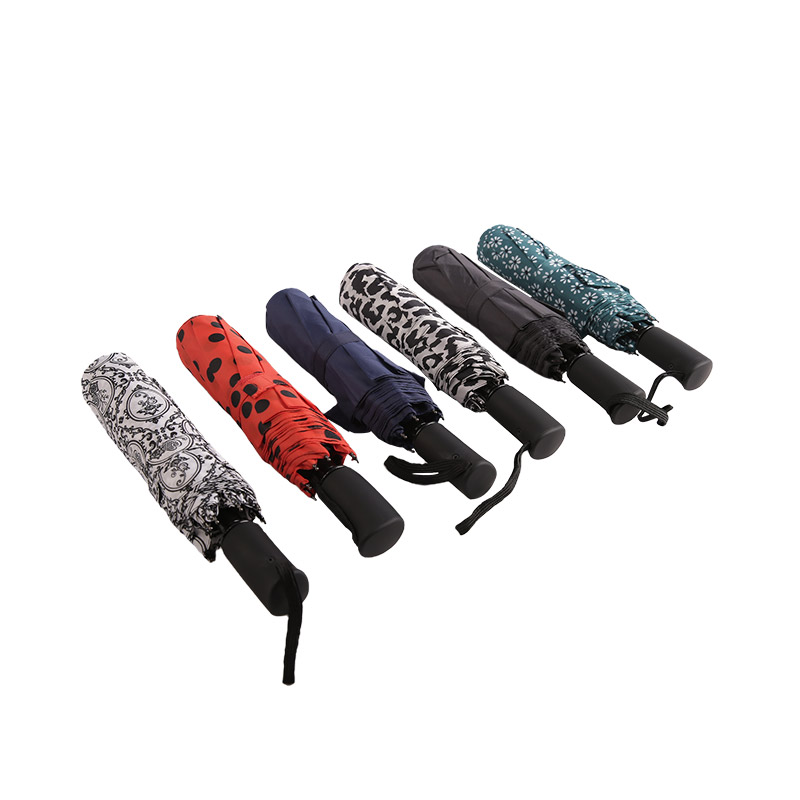 Green Fresh Floral Pongee Ombrello triplo-0E6B0512