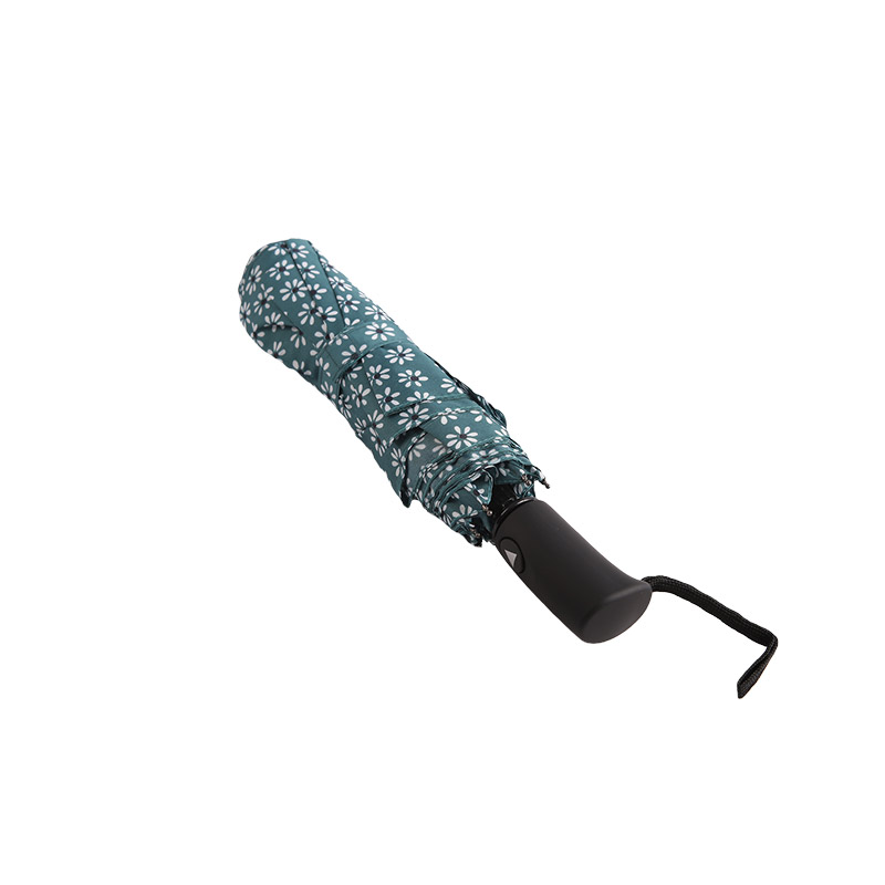 Green Fresh Floral Pongee Ombrello triplo-0E6B0512