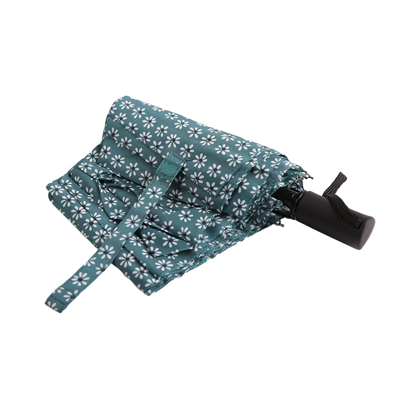 Green Fresh Floral Pongee Ombrello triplo-0E6B0512