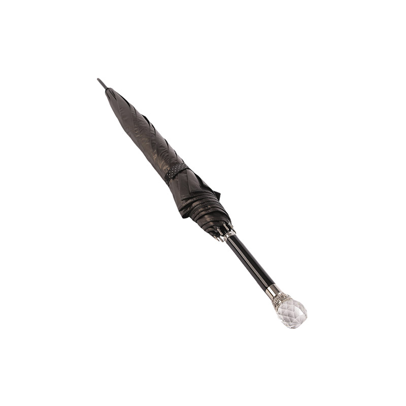 Pongee con manico di grado atmosferico con ombrello dritto rivestito in nero-0E6B0733